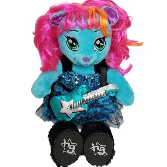 Build A Bear Honey Girl Viv Guitar Cat Kitten Blue Plush Rockstar Outfit HG 22" - Picture 1 of 12